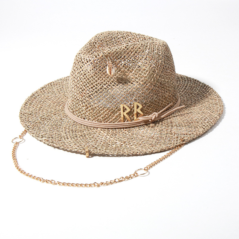 Bucket Hat Straw - 핫세일 유럽풍 미국풍 핀 디자인 밀짚모자