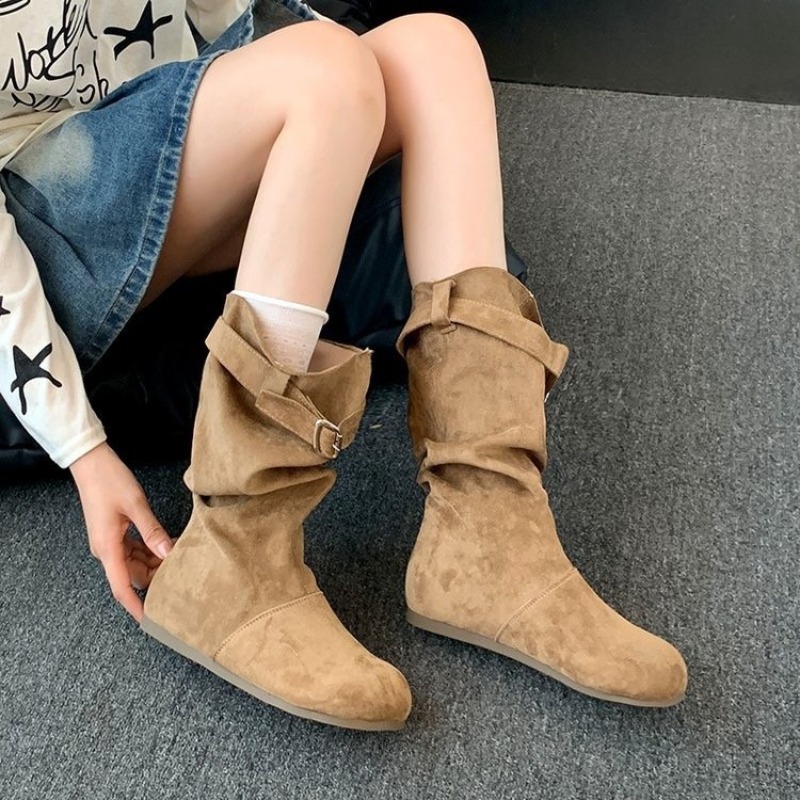 Espadrille Slip On - 여성 스웨이드 미드 카프 부츠 빈티지
