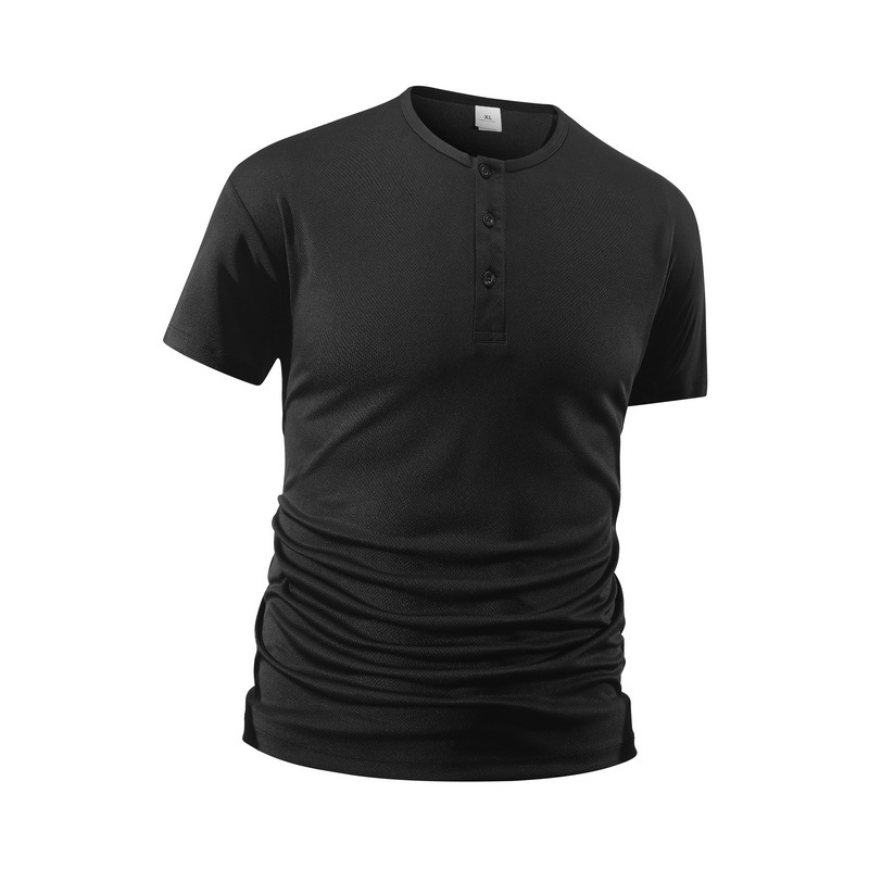 여름 남성용 단색 피트니스 캐주얼 메쉬 헨리넥 셔츠 반 - Shirt Camp Collar 리뷰 및 가격