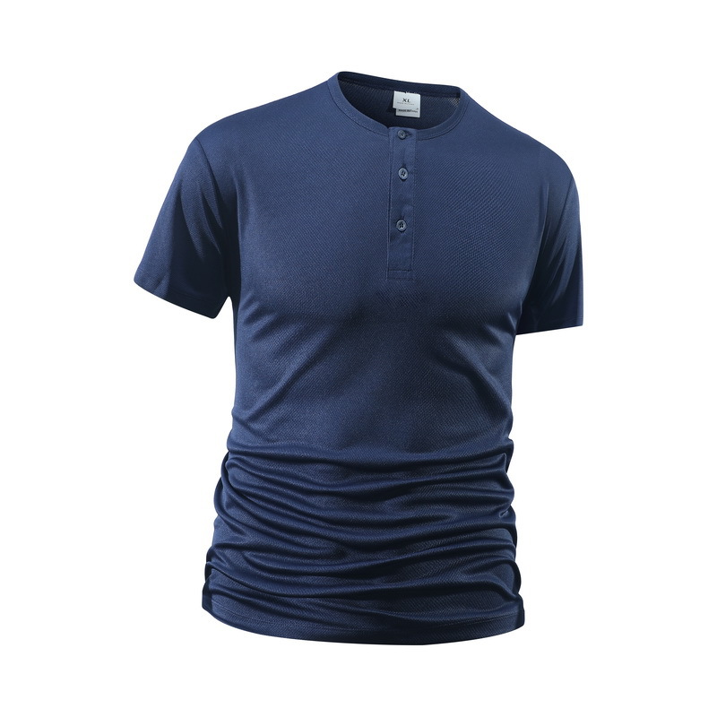 여름 남성용 단색 피트니스 캐주얼 메쉬 헨리넥 셔츠 반 - Shirt Camp Collar 리뷰 및 가격