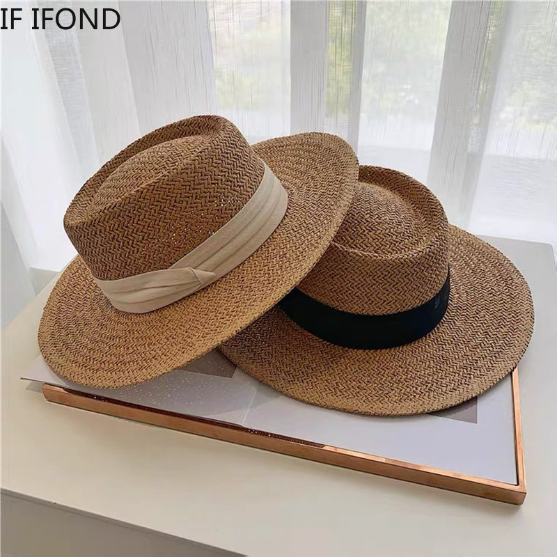 여성을위한 봄 여름 통기성 밀짚 모자 패션 캐주얼 페도 - Bucket Hat Straw 리뷰 및 가격