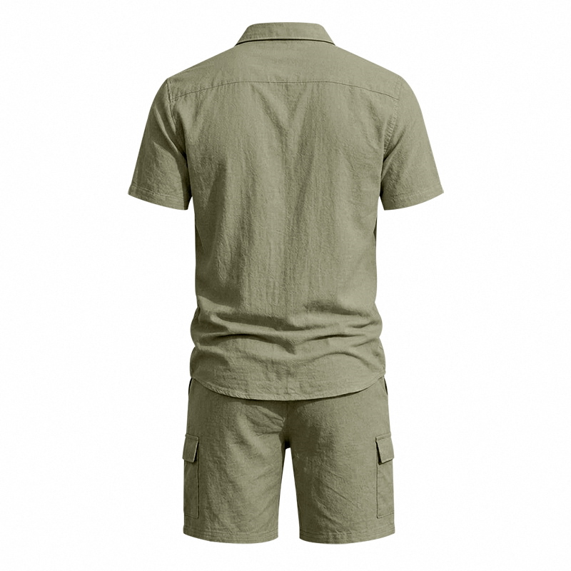 남성 여름 아메리칸 린넨 투피스 세트 반팔 셔츠 드로스 - Short Linen Drawstring 리뷰 및 가격